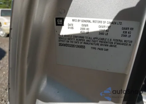 2005 Buick Lacrosse Cxl z USA, uszkodzony, nr VIN 2G4WD532951249655